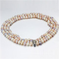 Snh 8-9mm A Grade 3 Rows Multicolor Pearl Necklace Wholesale